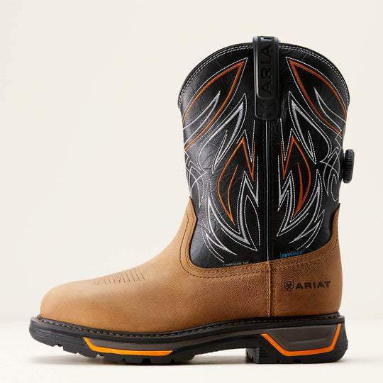 Ariat Men's Big Rig BOA 11" Composite Toe Waterproof Western Work Boot- Tan- 10053617 - Overlook Boots