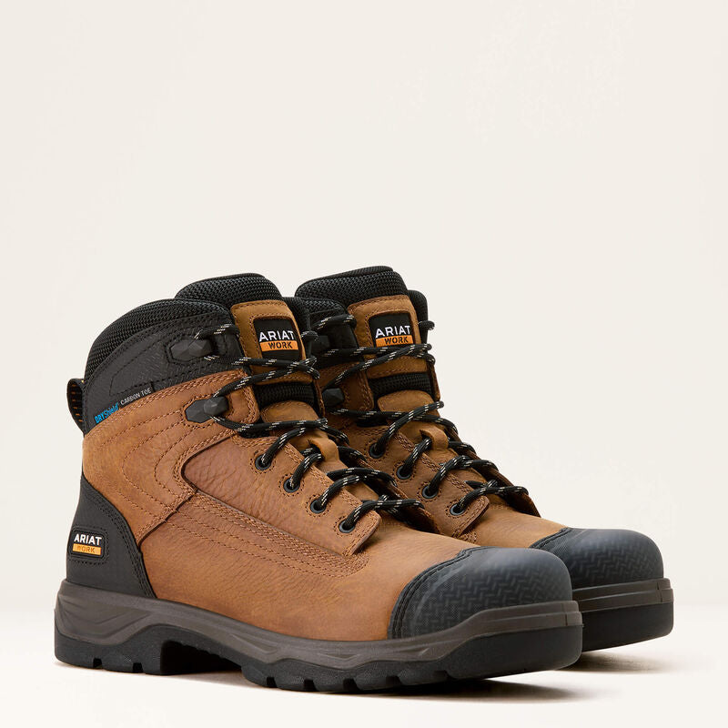Ariat Men's Turbo Duratread XTR 6" Carbon Toe Waterproof Work Boot - Brown - 10054291 - Overlook Boots