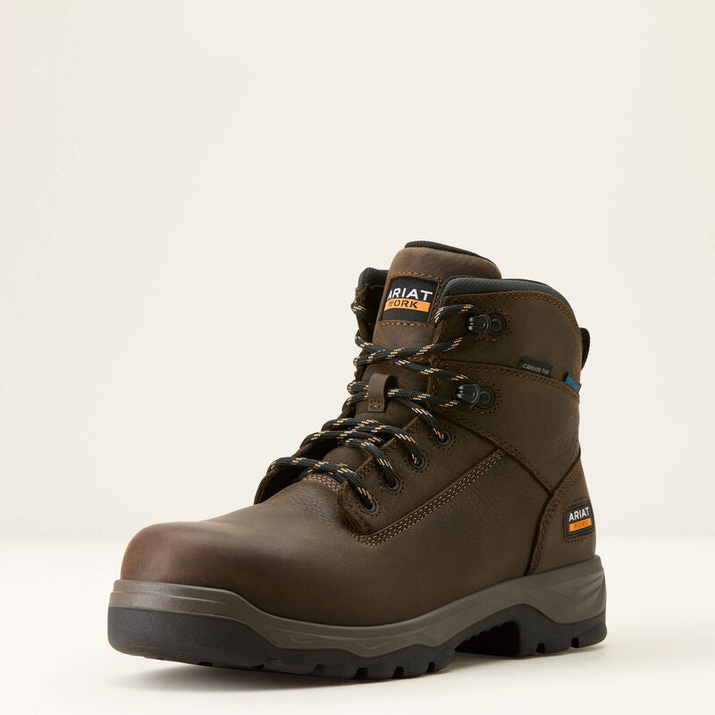 Ariat Men's Turbo Duratread 6" Carbon Toe Slip Resistant Work Boot - Brown - 10054294 - Overlook Boots