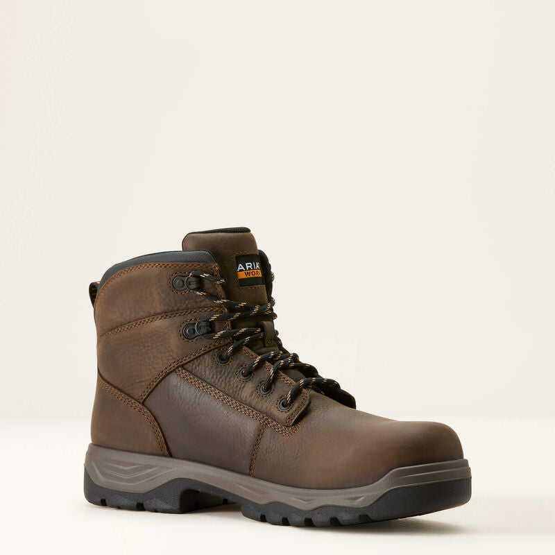 Ariat Men's Turbo Duratread 6" Carbon Toe Slip Resistant Work Boot - Brown - 10054294 7 / Medium / Dark Brown - Overlook Boots