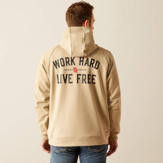 Ariat Men's FR DuraStretch Work Hard Live Free Hoodie - Silver - 10054604 - Overlook Boots