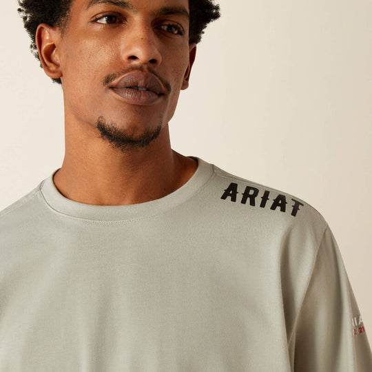 Ariat Men's Flame Resistant Work Hard Live Free T-Shirt - Dove - 10055031 Small / Wild Dove / Standard - Overlook Boots