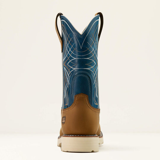 Ariat Men's Activator 11" Steel Toe Waterproof Western Work Boot- Brown/Blue- 10060893 - Overlook Boots