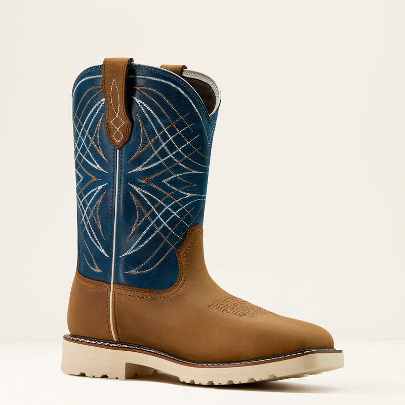 Ariat Men's Activator 11" Steel Toe Waterproof Western Work Boot- Brown/Blue- 10060893 7 / Medium / Brown - Overlook Boots