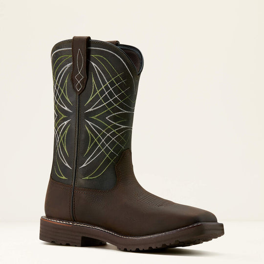 Ariat Men's Activator 11" Square Toe Waterproof Western Work Boot- Brown/Green- 10060894 7.0 / Medium / Brown - Overlook Boots