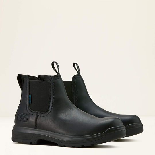 Ariat Men's Turbo 6" Round Toe Waterproof Chelsea Work Boot - Black - 10060896 - Overlook Boots