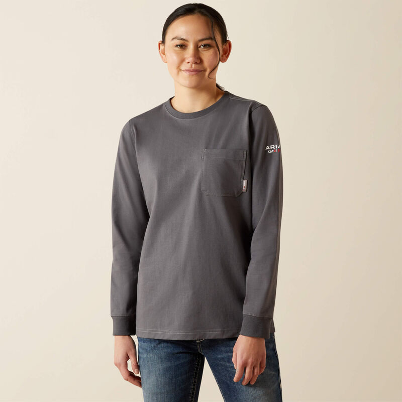 Ariat Women's FR Pima Stretch US Logo Baselayer - Charcoal - 10062317 X-Small / Charcoal Heather - Overlook Boots