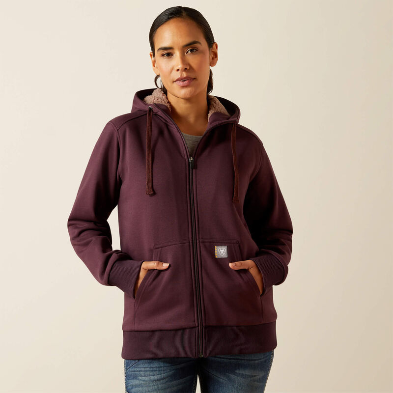 Ariat Women's Rebar All-Weather Sherpa Full Zip Hoodie - Fudge - 10062329 X-Small / Fudge - Overlook Boots
