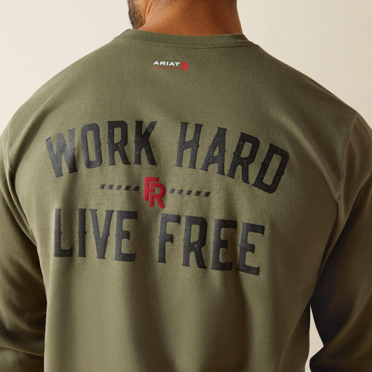 Ariat Men's FR Work Hard Live Free T-Shirt - Grape - 10062334 - Overlook Boots