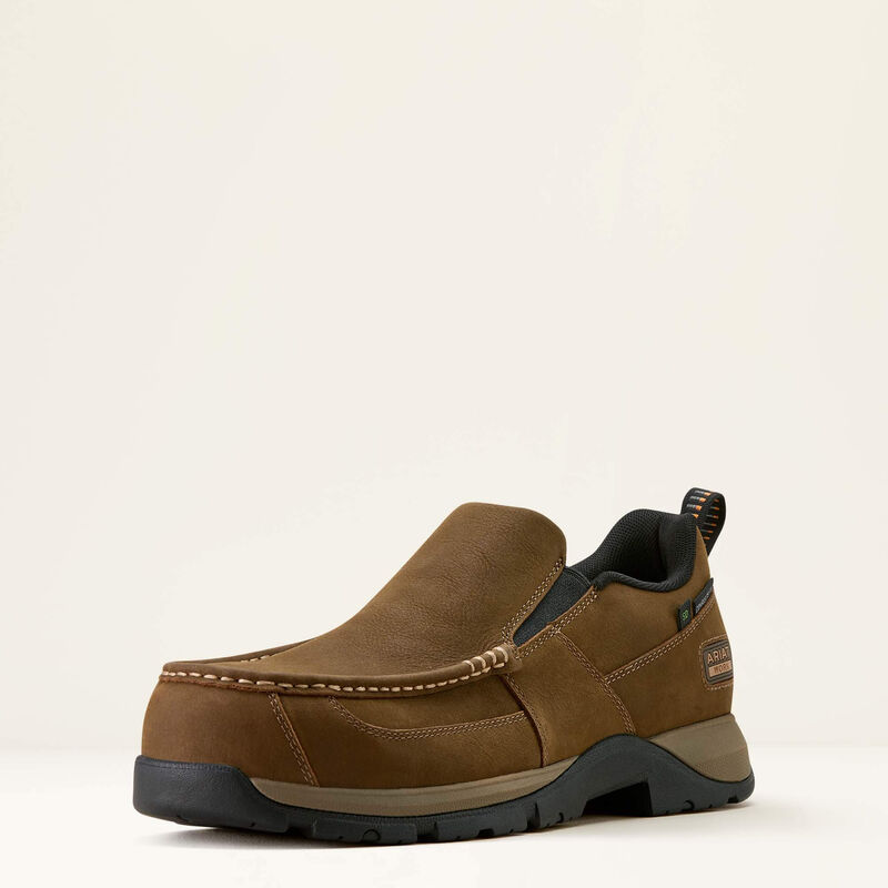 Ariat Men's Edge Slip-On Static Dissipative Composite Toe Work Shoe - Brown - 10073358 7 / Medium / Brown - Overlook Boots