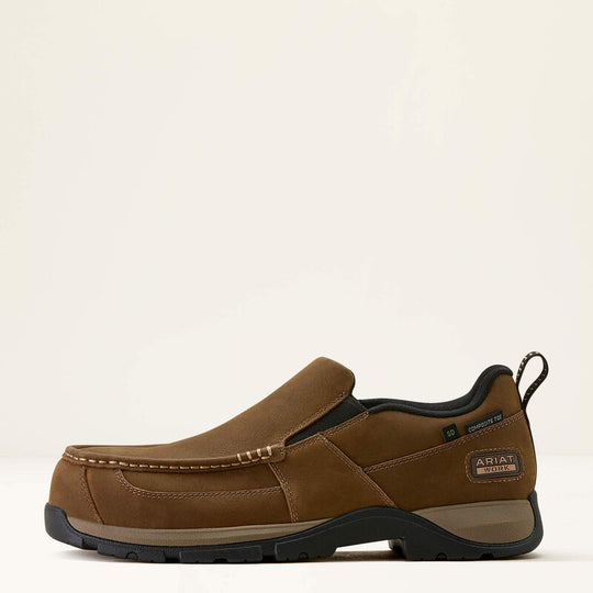 Ariat Men's Edge Slip-On Static Dissipative Composite Toe Work Shoe - Brown - 10073358 - Overlook Boots