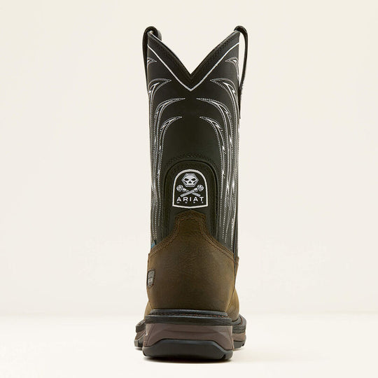 Ariat Men's WorkHog XT Bolt Skull Waterproof Wide Square Toe Work Boot - Brown - 10074286 - Overlook Boots