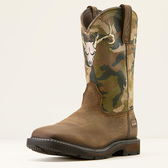 Ariat Men's Groundbreaker 11" Square Toe Waterproof Work Boot- Brown- 10074211 - Overlook Boots