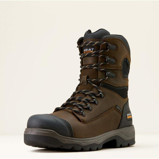 Ariat Men's Turbo DuraTread 8" Carbon Toe Waterproof Work Boot- Brown- 10074263 - Overlook Boots