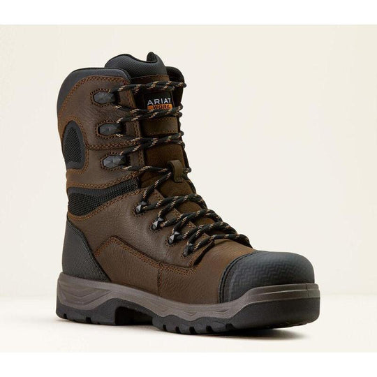 Ariat Men's Turbo DuraTread 8" Carbon Toe Waterproof Work Boot- Brown- 10074263 7 / Medium / Brown - Overlook Boots
