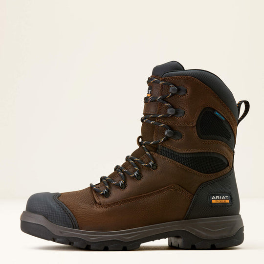 Ariat Men's Turbo DuraTread 8" Round Toe Waterproof Work Boot- Brown- 10074264 - Overlook Boots