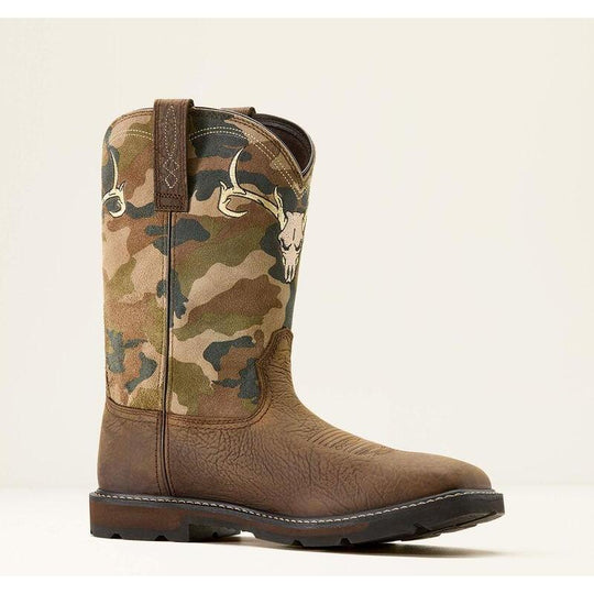 Ariat Men's Groundbreaker 11" Square Toe Waterproof Work Boot- Brown- 10074287 7.0 / Medium / Brown - Overlook Boots