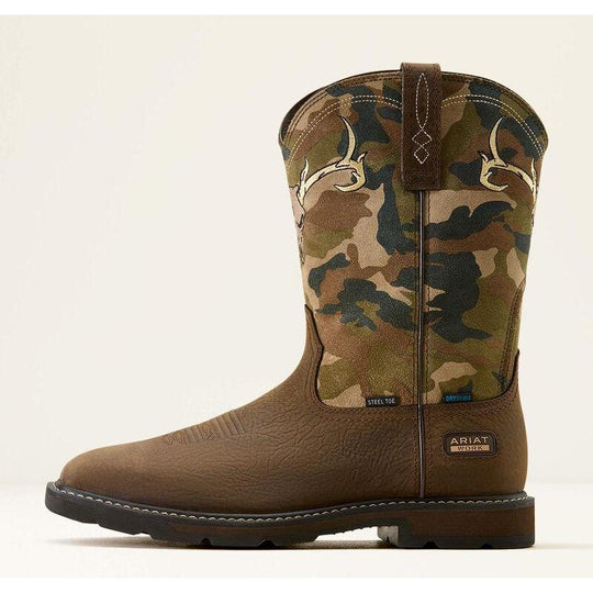 Ariat Men's Groundbreaker 11" Square Toe Waterproof Work Boot- Brown- 10074287 - Overlook Boots