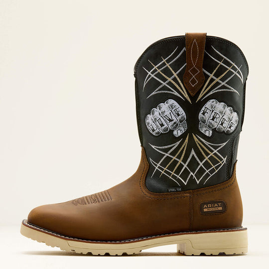 Ariat Men's Activator Live Free Wide Square Toe Steel Toe Work Boot - Brown - 10074288 - Overlook Boots