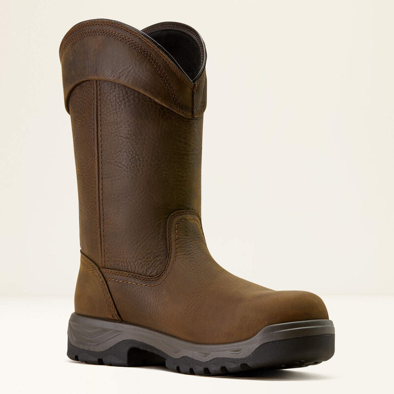 Ariat Men's Duratread 11" Carbon Toe Waterproof Pull On Work Boot- Brown- 10074292 7 / Medium / Brown - Overlook Boots