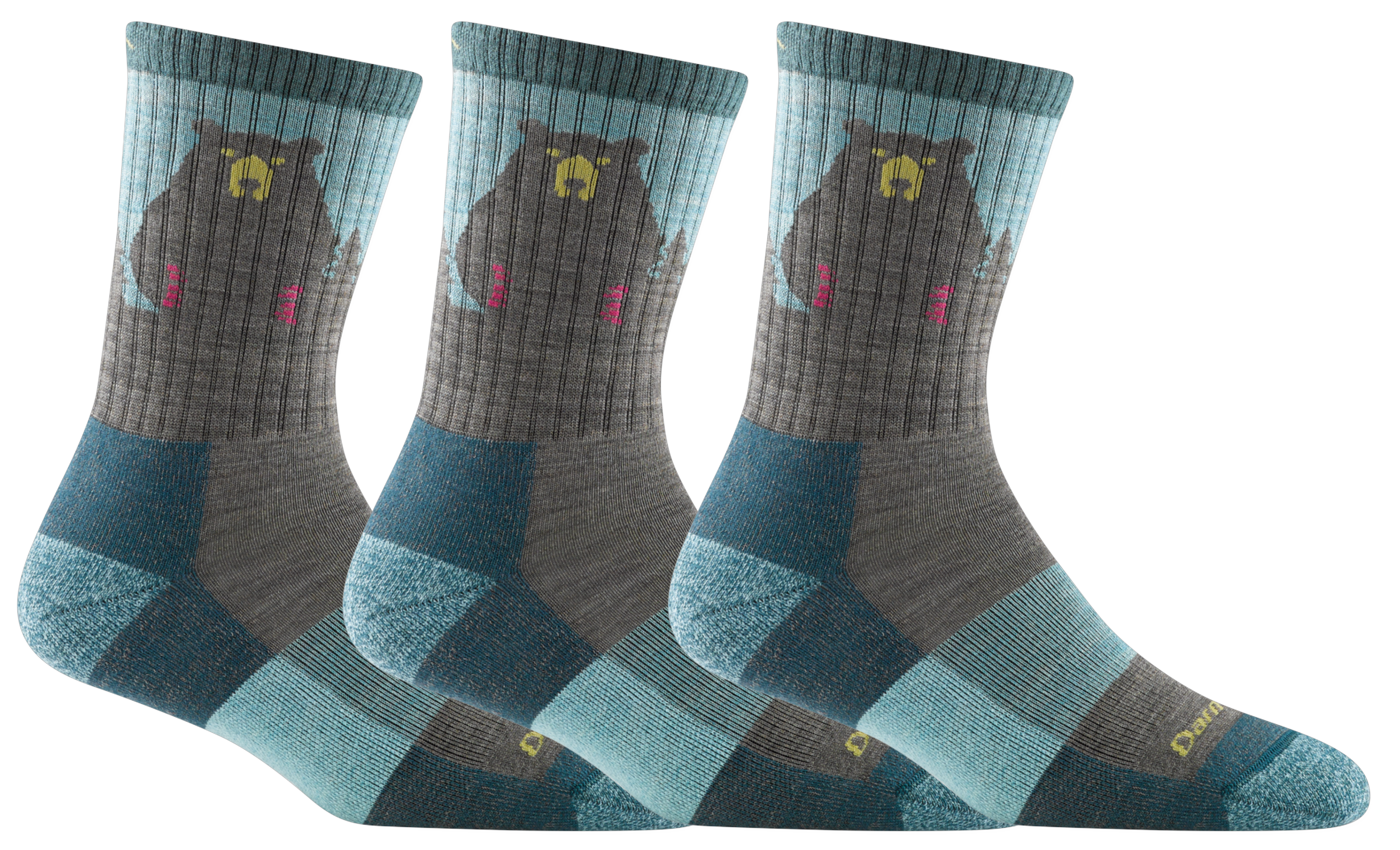 Women's Darn Tough Bear Town Micro Crew Lightweight Hiking Socks - 1970 - 3 PACK - Overlook Boots