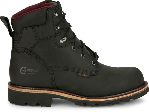 Chippewa Men's Super DNA 6" Steel Toe Waterproof Lace Up Work Boot - Black - 59201 8 / Wide / Black - Overlook Boots