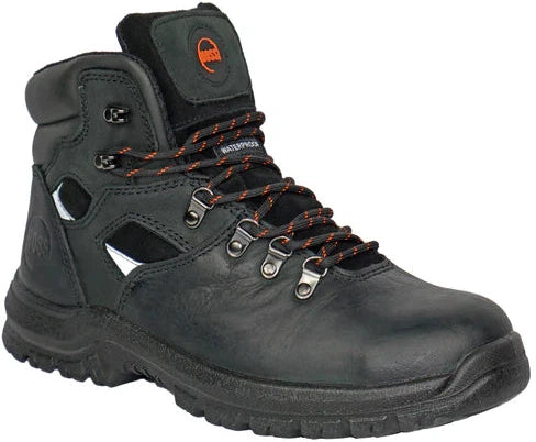 Hoss Men's Adam 6" Steel Toe Waterproof Slip Resistant Work Boot - Black 60122 7 / Medium / Black - Overlook Boots