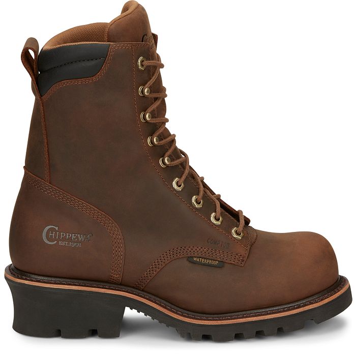 Chippewa Men's Valdor 8" Comp Toe WP Logger Work Boot - Tan - 73236  - Overlook Boots