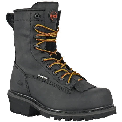 Hoss Men's Cross Cut 8" Composite Toe Waterproof Logger Work Boot - Black 80114 7 / Medium / Black - Overlook Boots