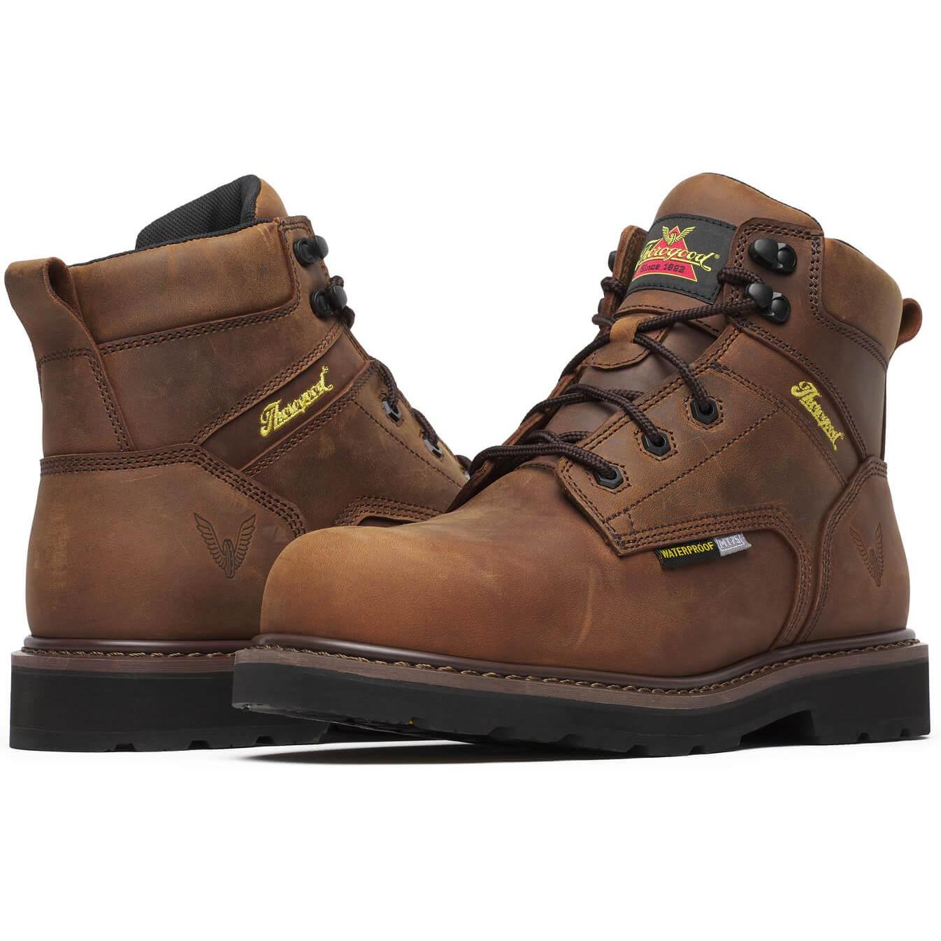 Thorogood Men's Jobsite Series 6" Moc Toe WP I-Met Blk Work Boot- Crazy- 804-4150 - Overlook Boots