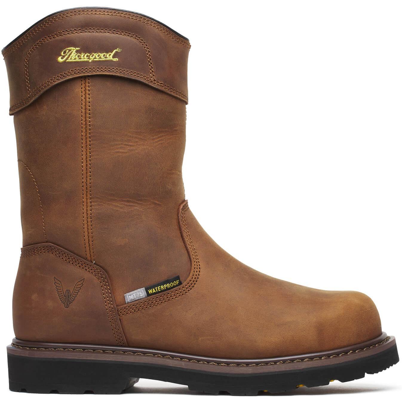 Thorogood Men's Jobsite Series 11" Moc Toe WP Blk Work Boot- Crazy- 804-4350 7 / Medium / Crazy Horse - Overlook Boots