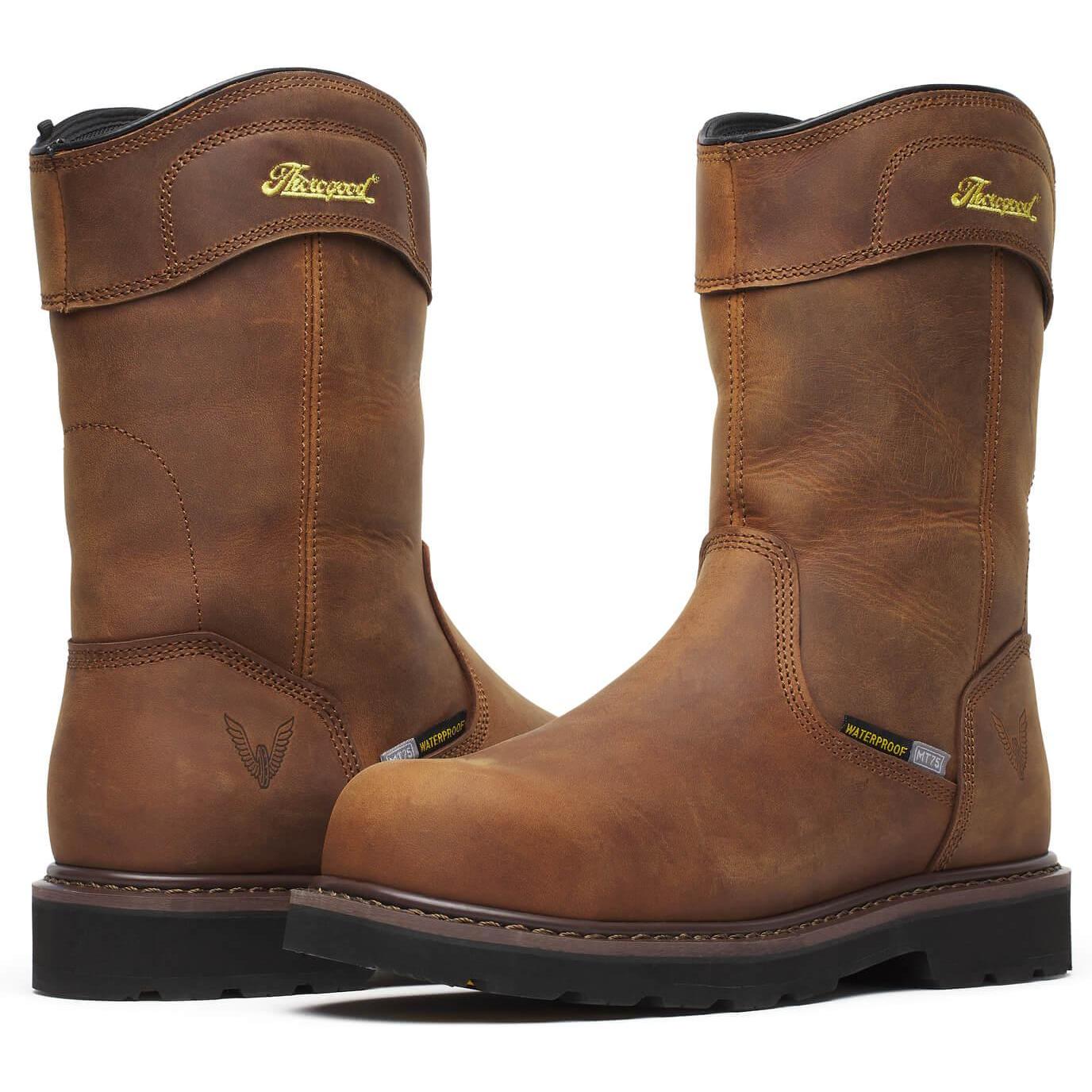 Thorogood Men's Jobsite Series 11" Moc Toe WP Blk Work Boot- Crazy- 804-4350 - Overlook Boots