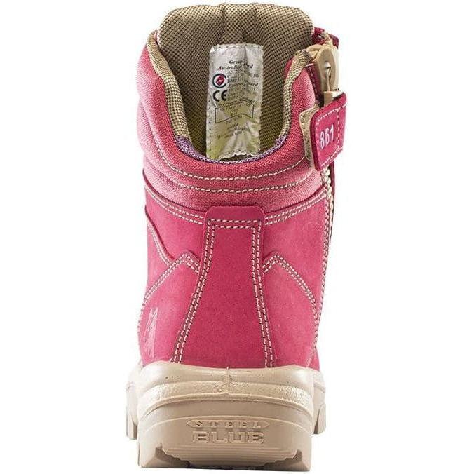 Steel Blue Women's Cross 6" Steel Toe Waterproof Side Zipper Work Boot -Pink- 812861 - Overlook Boots