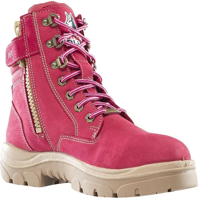 Steel Blue Women s Cross 6 Steel Toe WP Side Zip Work Boot Pink 812