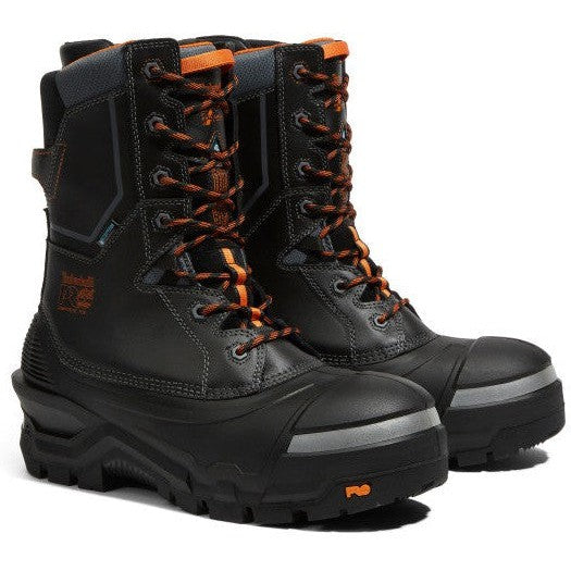 Timberland Pro Men's Pac Max 10" Composite Toe Waterproof Puncture Resistant Work Boot- Black- TB1A5QXJ001 4 / Wide / Black/Orange - Overlook Boots