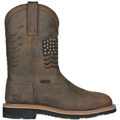 Hoss Men's Rushmore Soft Toe Waterproof Puncture Resistant Western Work Boot- Brown- 92060 - Overlook Boots
