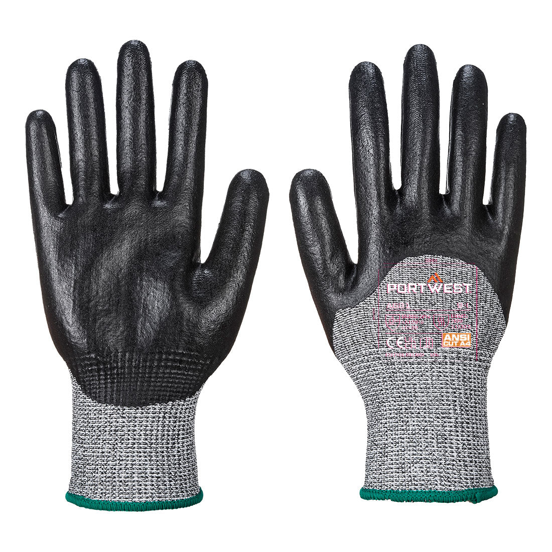Portwest Cut D13 3/4 Nitrile Foam Glove A4 - Black - 12 Pack - A621 S - Overlook Boots