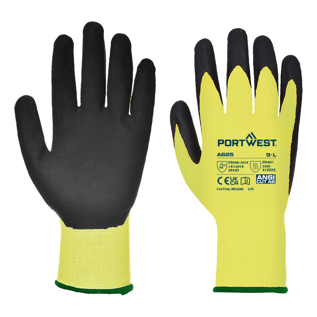 Portwest Vis-Tex Cut Resistant Glove - Yellow - A625 Medium / Yellow - Overlook Boots