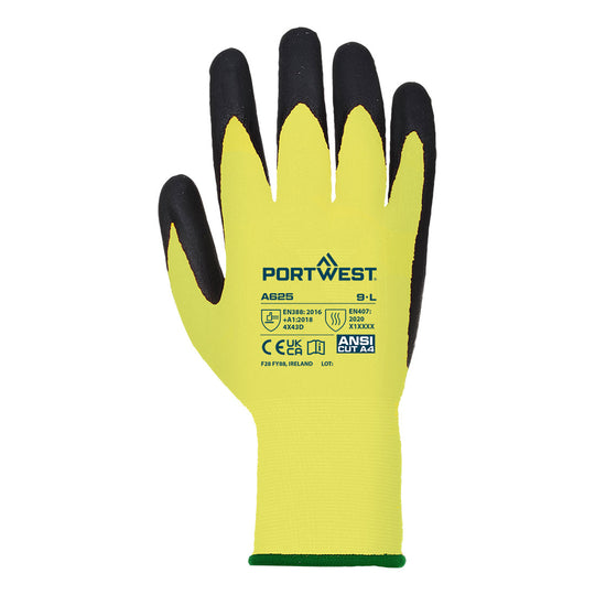 Portwest Vis-Tex Cut Resistant Glove - Yellow - A625 - Overlook Boots