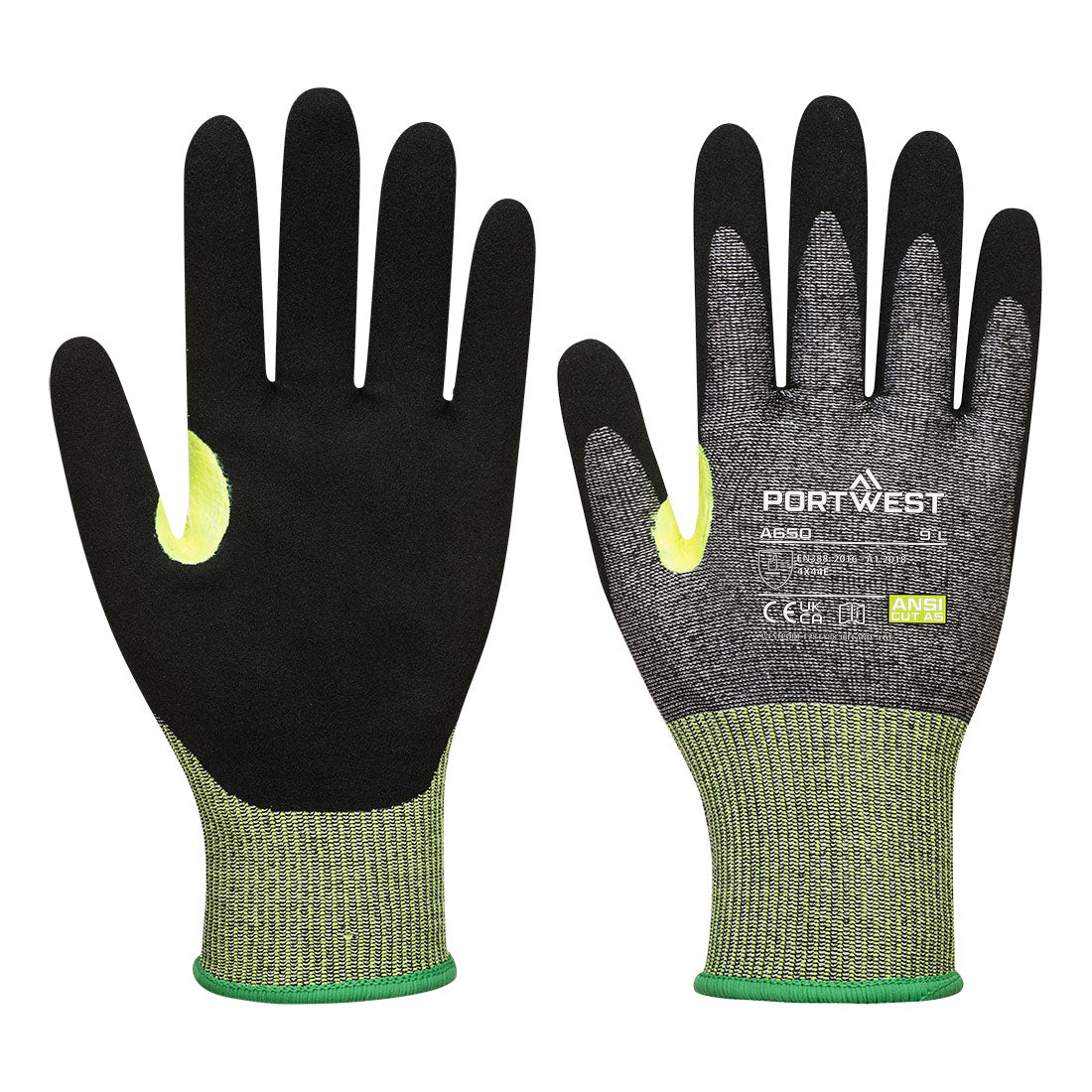 Portwest CS Cut E15 Nitrile Glove A5 - Gray/Black - 12 Pack - A650 XS - Overlook Boots