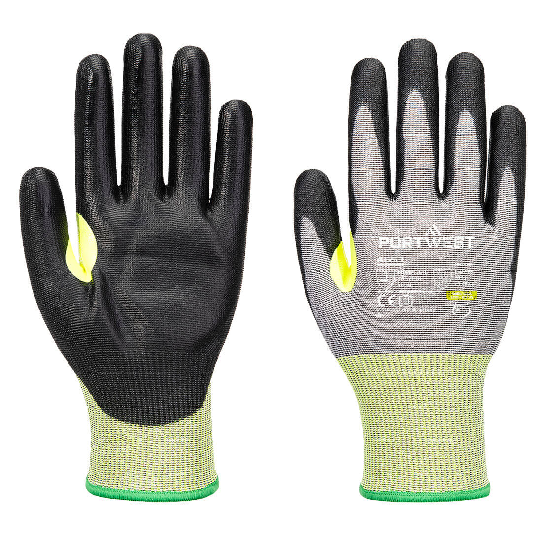 Portwest CS Cut E15 PU Glove A5 - Gray/Black - 12 Pack - A651 XS - Overlook Boots