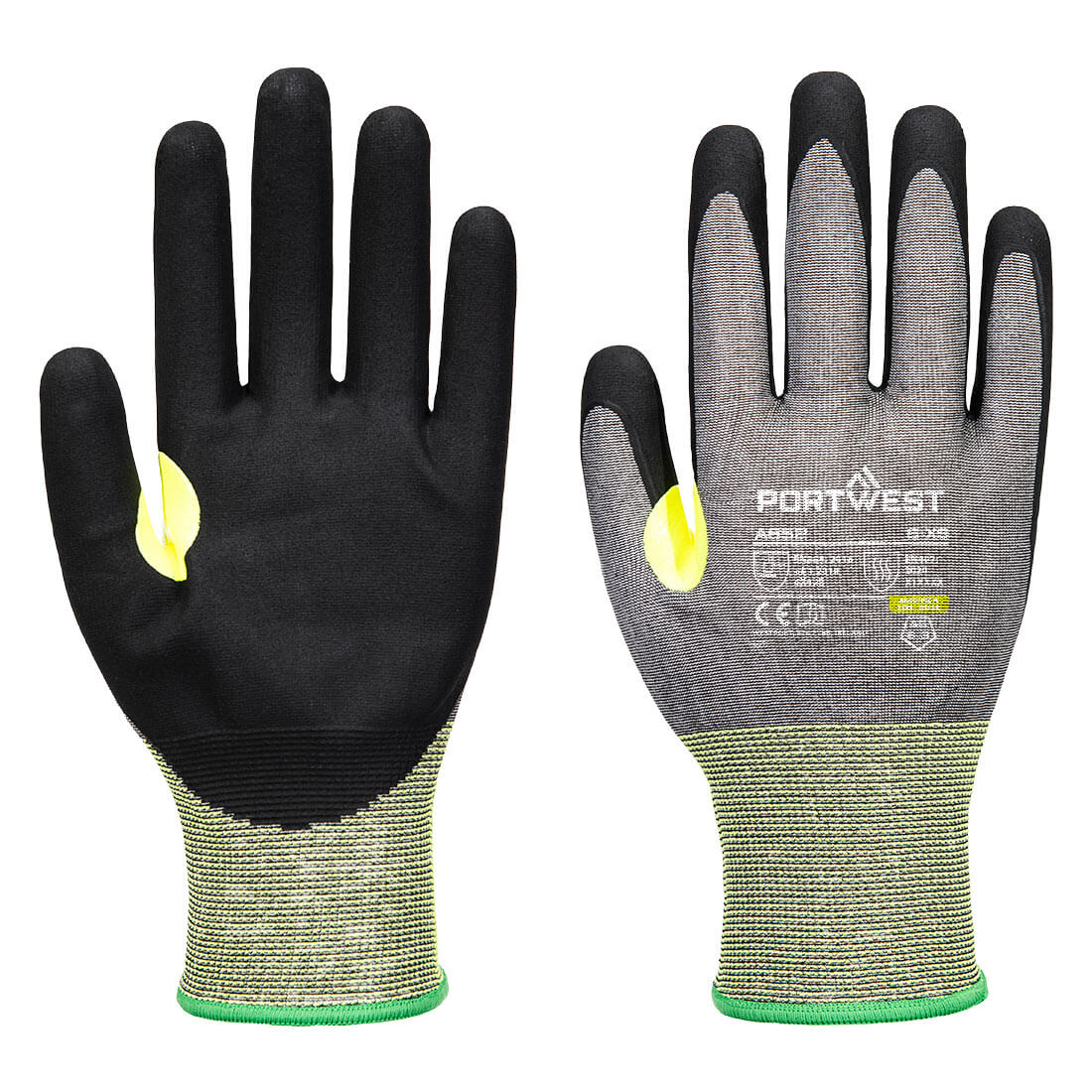 Portwest CS Cut E21 Nitrile Glove A5 - Gray/Black - 12 Pack - A652 XS - Overlook Boots