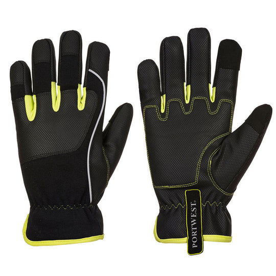 Portwest PW3 Mechanic 540 PU Reinforced Palm Glove - Black/Yellow - 12 Pack - A771 S - Overlook Boots