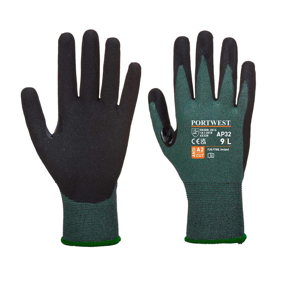 Portwest Cut B18 Dexti Pro Nitrile Glove A2 - Black/Gray - 12 Pack - AP32 S - Overlook Boots