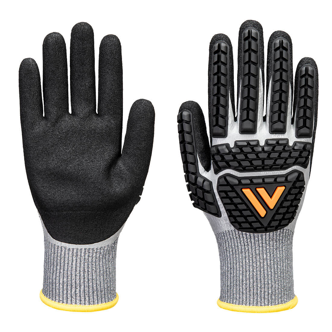 Portwest Impact F13 Nitrile Foam TPR Waterproof Glove A6 - Gray/Black - 12 Pack - AP54 XS - Overlook Boots