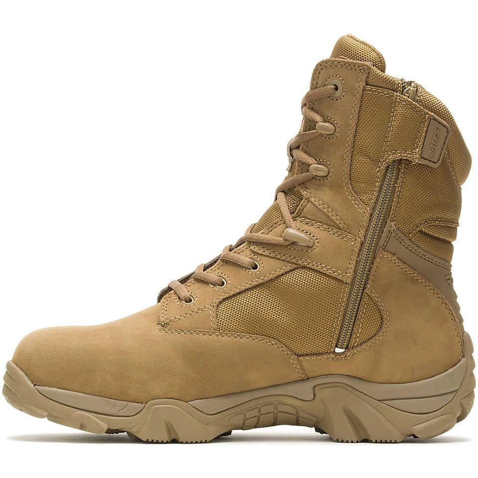 Bates Men's GX 8 Comp Toe WP Side Zip Work Boot - Coyote - E04272 - Overlook Boots
