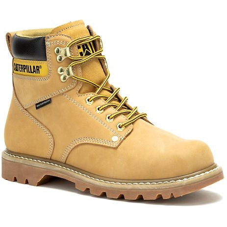 Cat Men's Second Shift Soft Toe Waterproof Slip Resistant Work Boot -Honey- P51085 - Overlook Boots