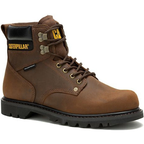 Cat Men's Second Shift Soft Toe Waterproof Slip Resistant Work Boot -Brown- P51086 - Overlook Boots