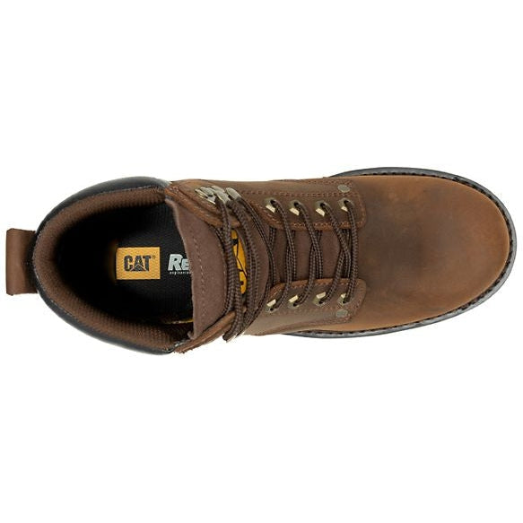 Cat Men's Second Shift Soft Toe Waterproof Slip Resistant Work Boot -Brown- P51086 - Overlook Boots