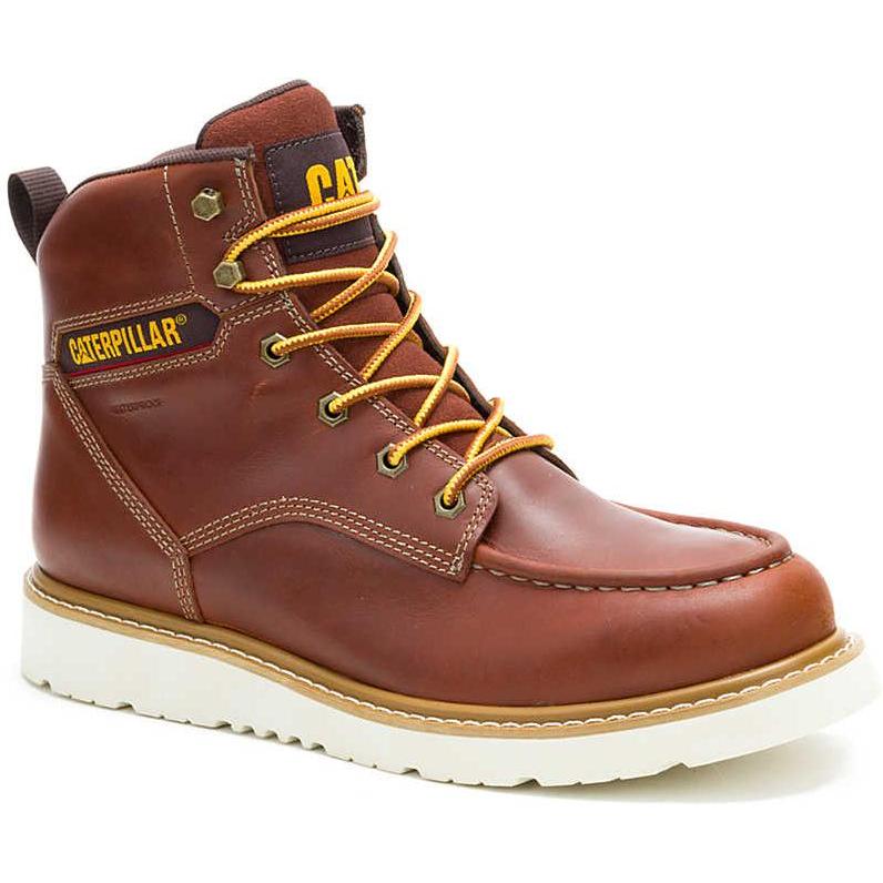 Cat Men's Reclaimer Soft Toe Waterproof Wedge Work Boot - Brown - P51098 6 / Medium / Sudan Brown - Overlook Boots